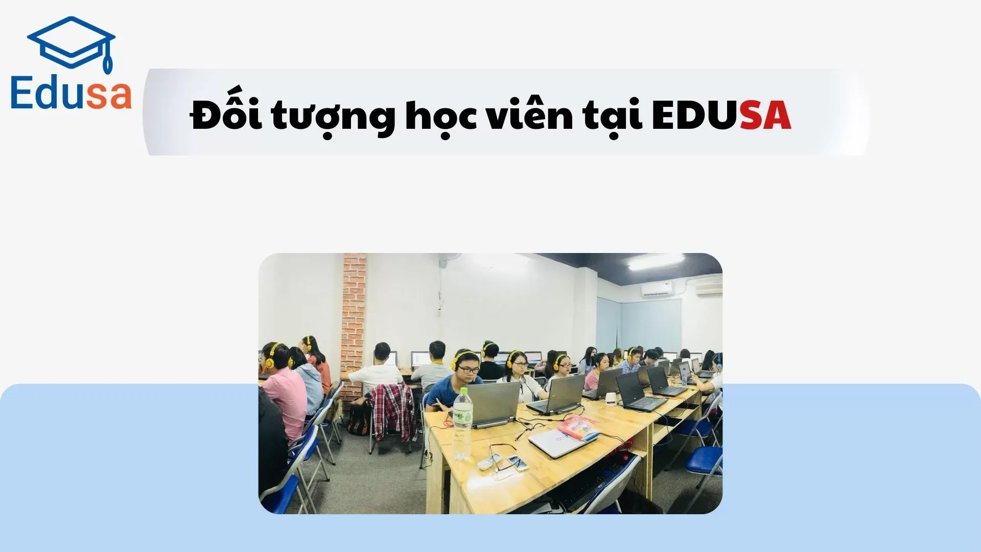 Đối tượng học viên tại Edusa học tập trong lớp máy tính