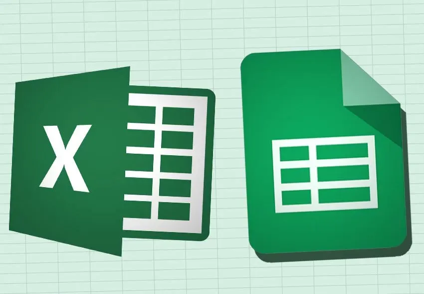 Hình ảnh minh họa phần mềm Excel và Google Sheets trong bài tập cơ bản.