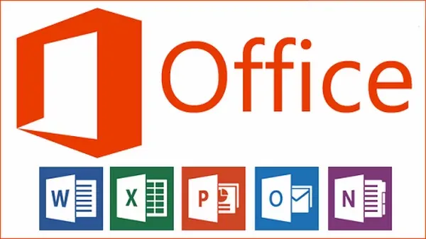 Bộ ứng dụng Microsoft Office với các biểu tượng của Word, Excel, PowerPoint, Outlook và OneNote