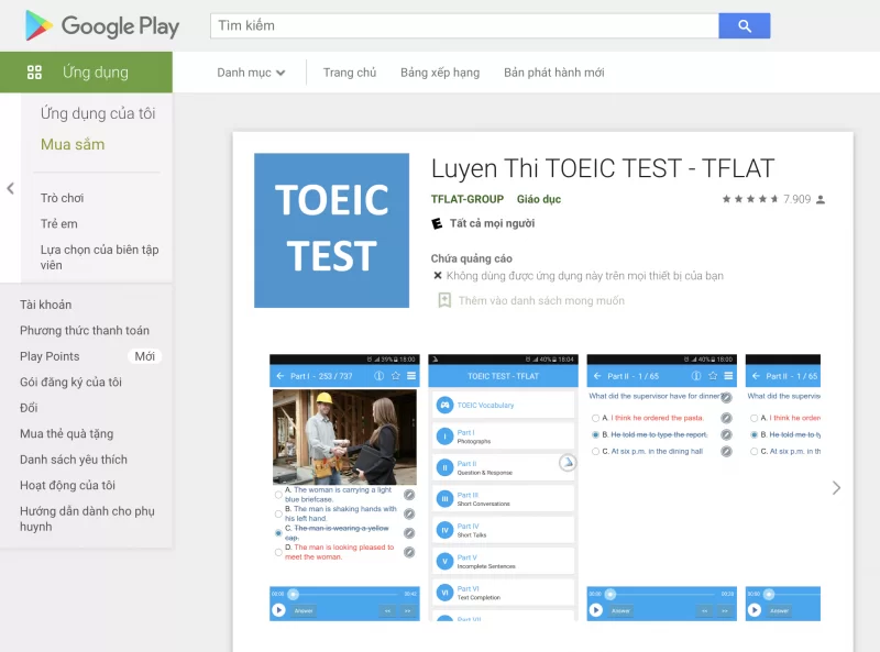 APP học từ vựng TOEIC