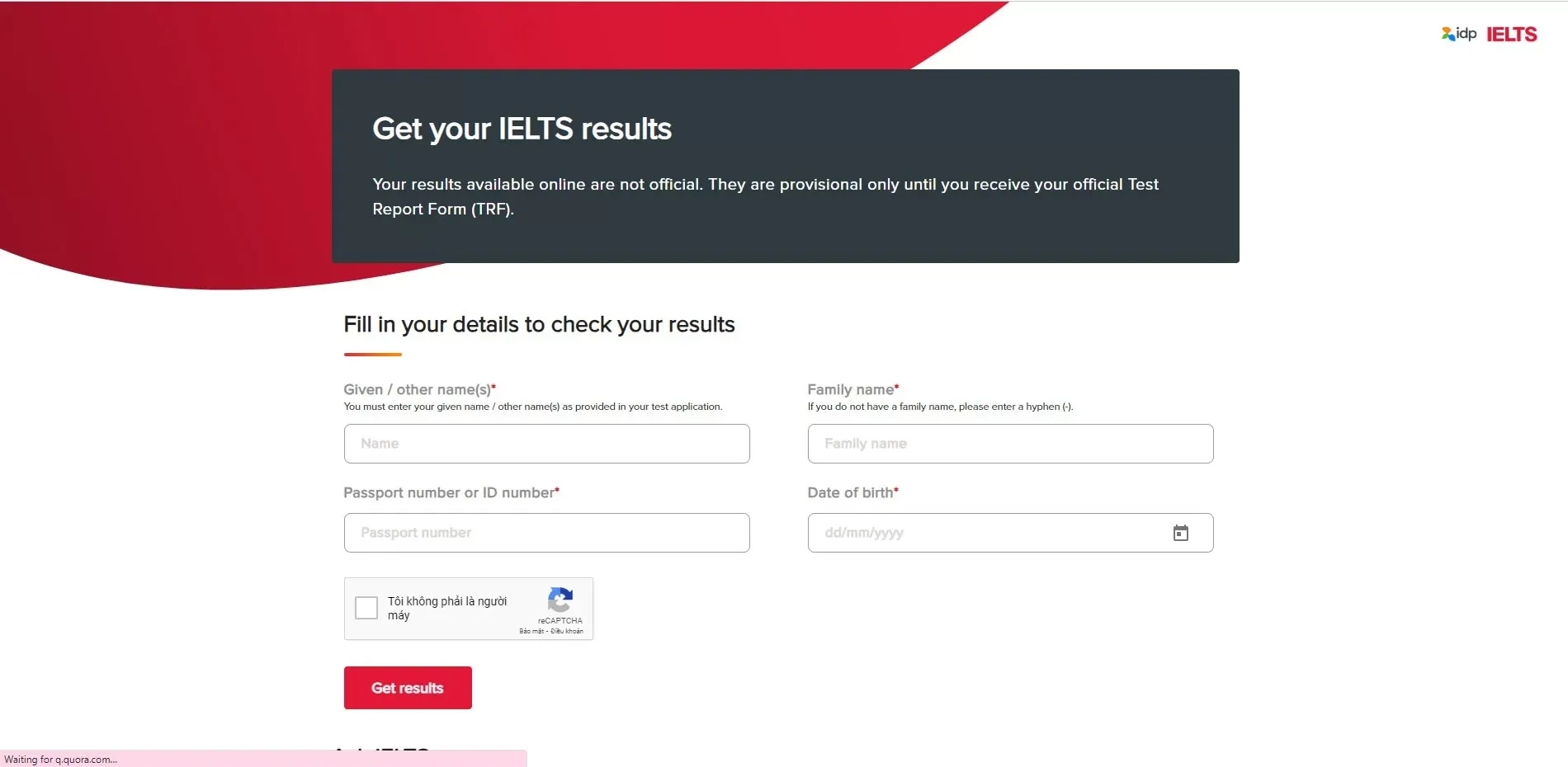 Cách tra điểm ielts