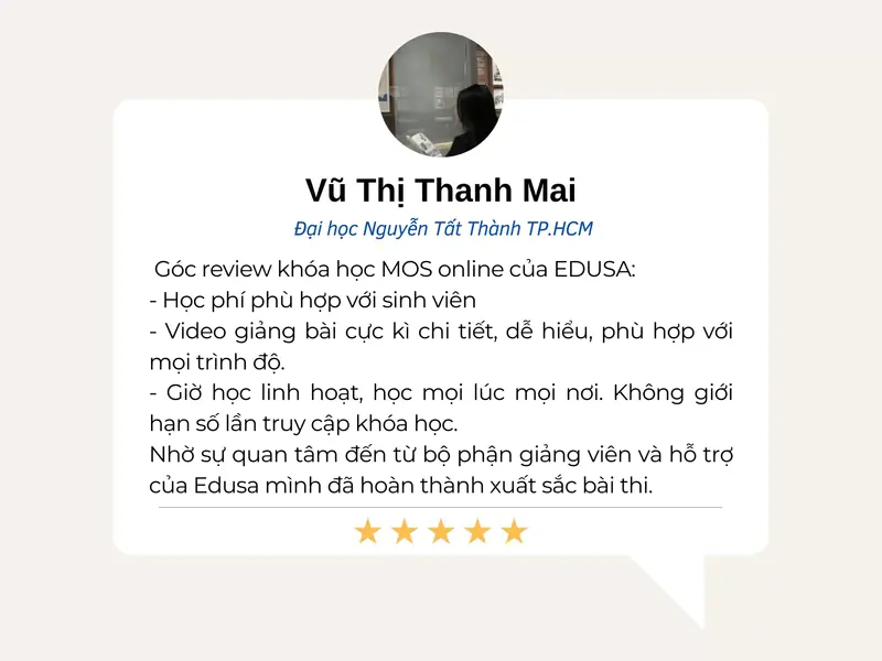 Cảm nhận học viên khóa MOS Online Edusa