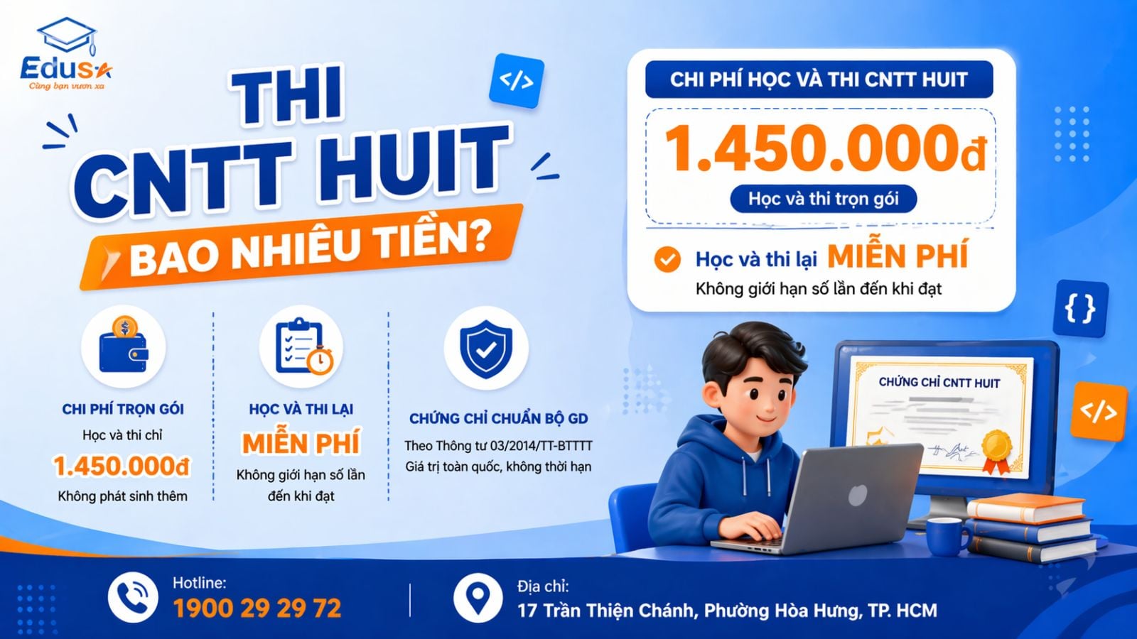 Sơ đồ phân tích các phần thi lý thuyết và thực hành trong bài thi chứng chỉ CNTT tại HUIT.