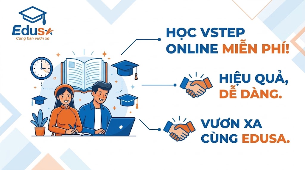Chương trình học thử VSTEP Online miễn phí và lộ trình luyện thi hiệu quả tại trung tâm EDUSA.