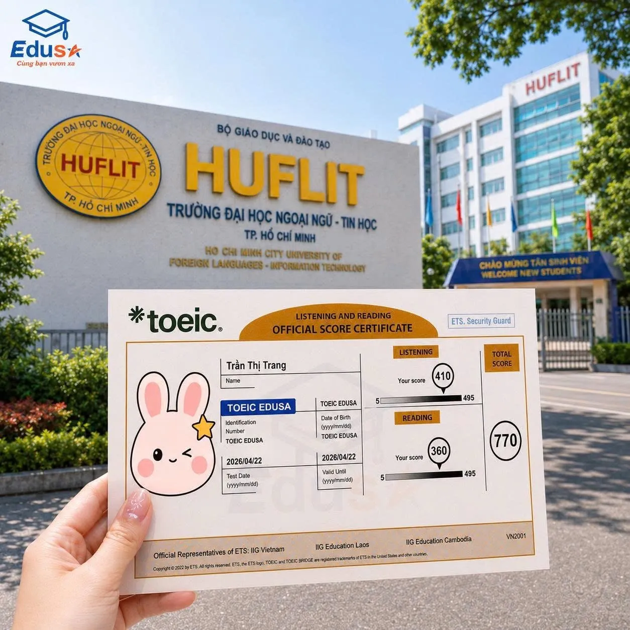 Bảng vàng EDUSA học viên Thị Trang đạt TOEIC 770
