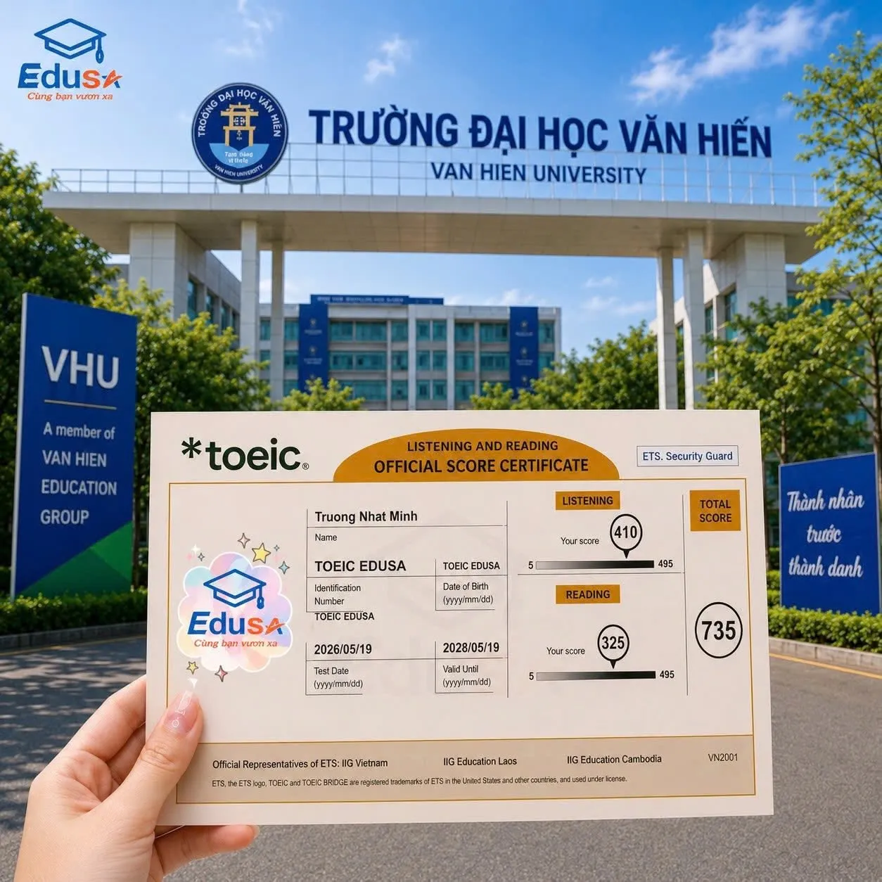 Bảng vàng EDUSA học viên Nhật Minh đạt TOEIC 735