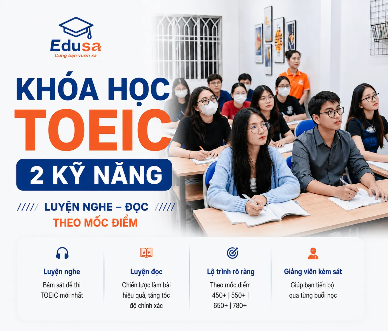 Ảnh học viên học TOEIC 2 kỹ năng tại lớp EDUSA
