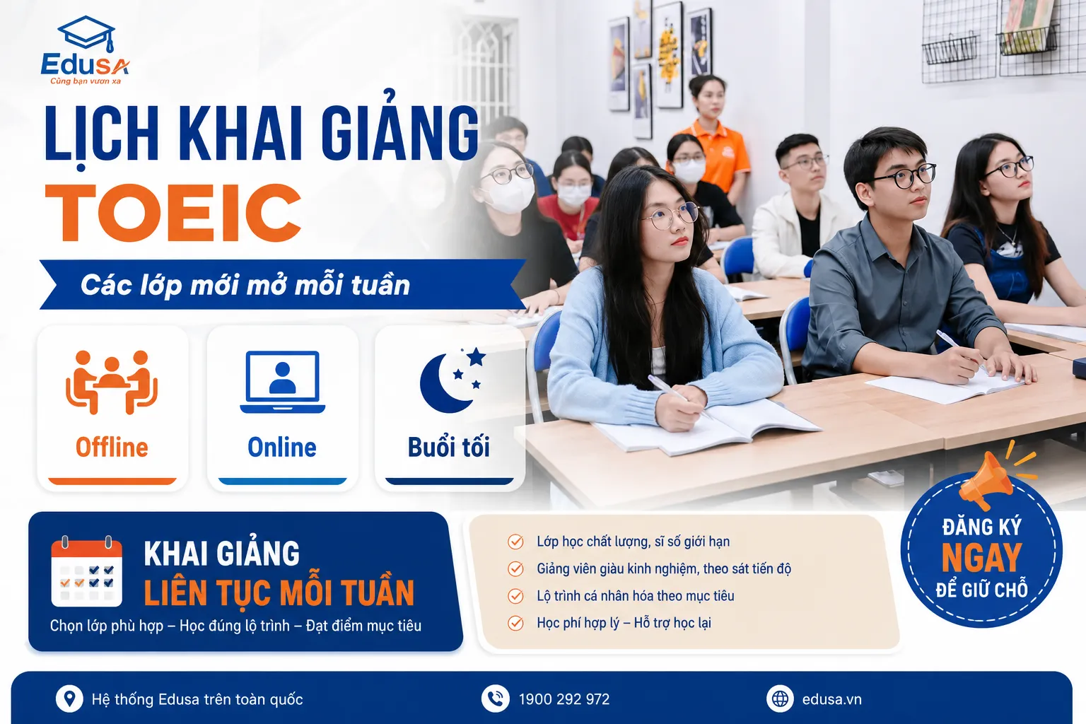 Lịch khai giảng TOEIC tại EDUSA
