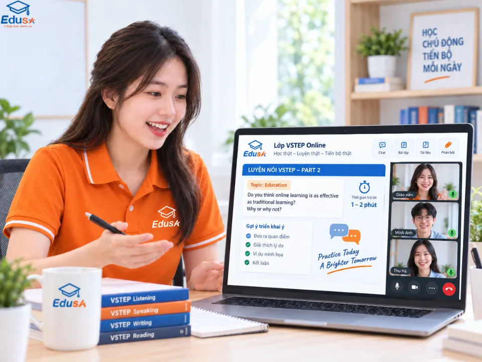 Lớp luyện thi VSTEP online có tương tác tại EDUSA